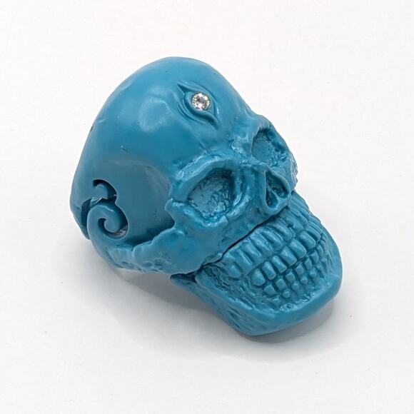 Retro Blue Skull Third Eye Wearable USB Flash Drive Ring Bird Brain Size 8.5 - Picture 2 of 5